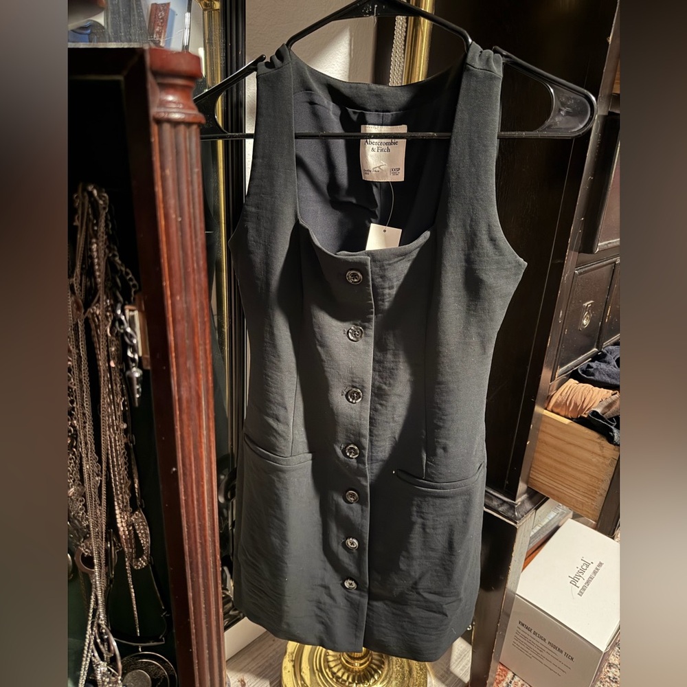 Abercrombie & Fitch Mara Squareneck Vest Button-Down Mini Dress